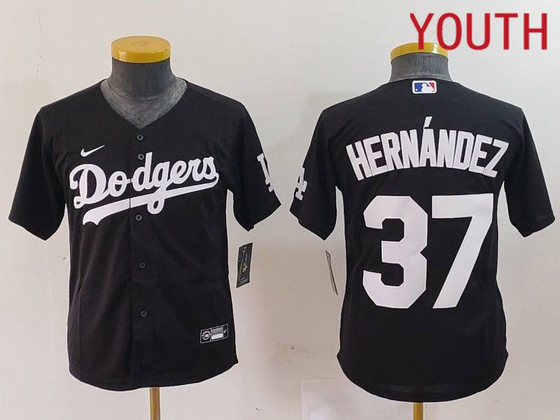 Youth Los Angeles Dodgers #37 Hernandez Black Nike Game 2024 MLB Jersey style 724->women mlb jersey->Women Jersey